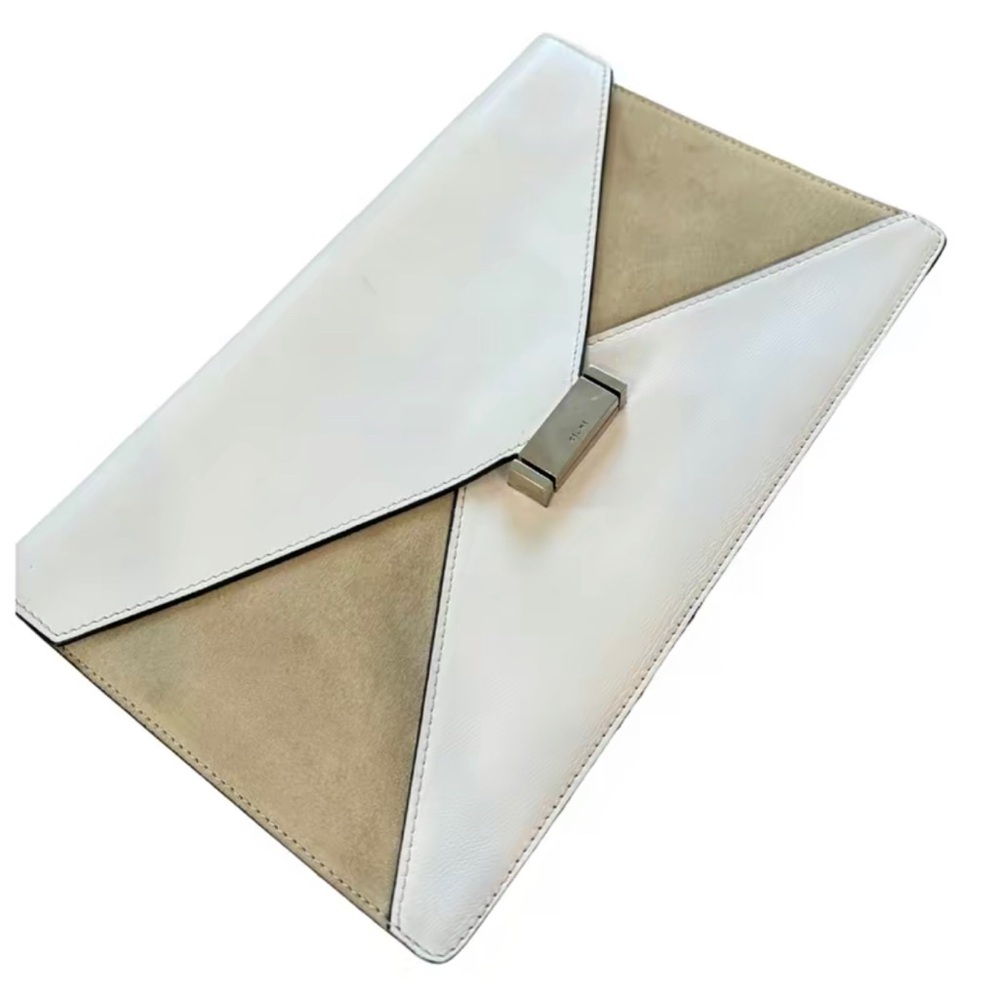 Celine leather and suede clutch